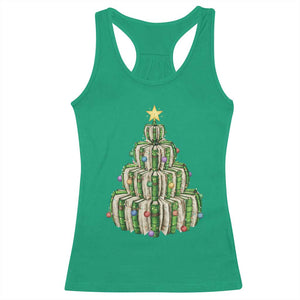 Book Christmas Tree Book Lover Teacher Librarian Racerback Tank Top TS11 Irish Green Print Your Wear
