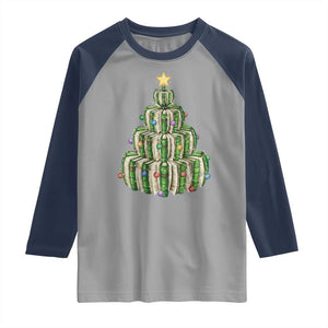 Book Christmas Tree Book Lover Teacher Librarian Raglan Shirt TS11 Sport Gray Navy Print Your Wear