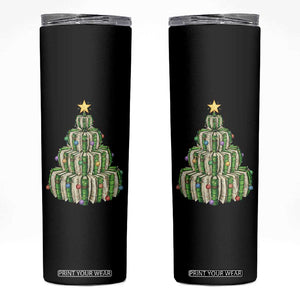 Book Christmas Tree Book Lover Teacher Librarian Skinny Tumbler TS11 Black Print Your Wear