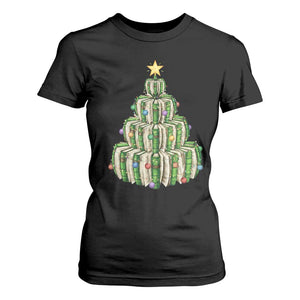 Book Christmas Tree Book Lover Teacher Librarian T Shirt For Women TS11 Black Print Your Wear