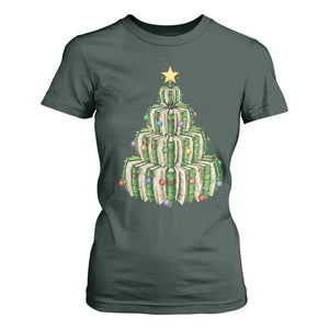 Book Christmas Tree Book Lover Teacher Librarian T Shirt For Women TS11 Dark Forest Green Print Your Wear