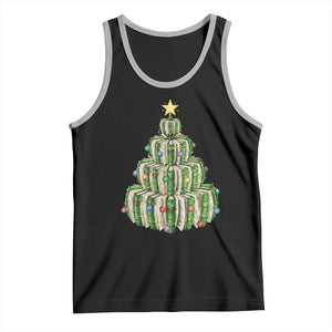 Book Christmas Tree Book Lover Teacher Librarian Tank Top TS11 Black Athletic Heather Print Your Wear