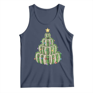 Book Christmas Tree Book Lover Teacher Librarian Tank Top - Print Your Wear