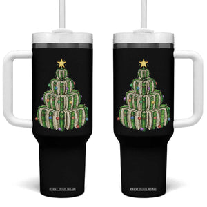 Book Christmas Tree Book Lover Teacher Librarian Tumbler With Handle TS11 One Size: 40 oz Black Print Your Wear