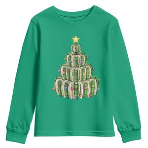 Book Christmas Tree Book Lover Teacher Librarian Youth Sweatshirt TS11 Irish Green Print Your Wear