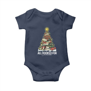 All Booked For Christmas Baby Onesie Xmas Tree Lights Book Lover TS11 Navy Print Your Wear