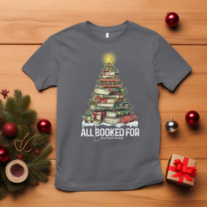 All Booked For Christmas T Shirt Xmas Tree Lights Book Lover TS11 Charcoal Print Your Wear