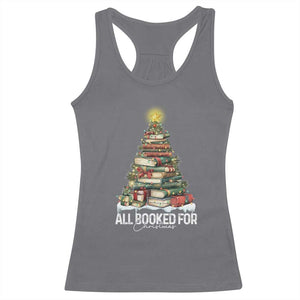 All Booked For Christmas Racerback Tank Top Xmas Tree Lights Book Lover TS11 Charcoal Print Your Wear
