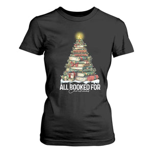 All Booked For Christmas T Shirt For Women Xmas Tree Lights Book Lover TS11 Black Print Your Wear