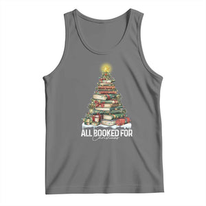 All Booked For Christmas Tank Top Xmas Tree Lights Book Lover TS11 Black Heather Print Your Wear