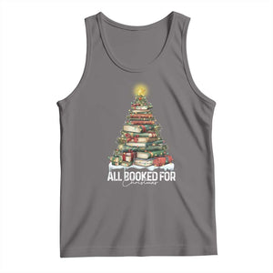 All Booked For Christmas Tank Top Xmas Tree Lights Book Lover TS11 Deep Heather Print Your Wear