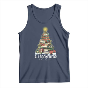 All Booked For Christmas Tank Top Xmas Tree Lights Book Lover TS11 Navy Print Your Wear