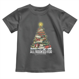 All Booked For Christmas Toddler T Shirt Xmas Tree Lights Book Lover TS11 Dark Heather Print Your Wear
