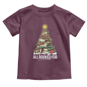 All Booked For Christmas Toddler T Shirt Xmas Tree Lights Book Lover TS11 Maroon Print Your Wear
