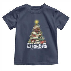 All Booked For Christmas Toddler T Shirt Xmas Tree Lights Book Lover TS11 Navy Print Your Wear