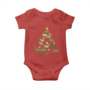 Funny Christmas Dinosaur Baby Onesie Dino Xmas Tree Rex Paleontologist TS11 Red Print Your Wear