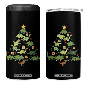 Funny Christmas Dinosaur 4 in 1 Can Cooler Tumbler Dino Xmas Tree Rex Paleontologist TS11 One Size: 16 oz Black Print Your Wear
