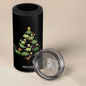 Funny Christmas Dinosaur 4 in 1 Can Cooler Tumbler Dino Xmas Tree Rex Paleontologist TS11 Print Your Wear