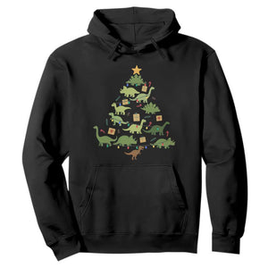 Funny Christmas Dinosaur Hoodie Dino Xmas Tree Rex Paleontologist TS11 Black Print Your Wear