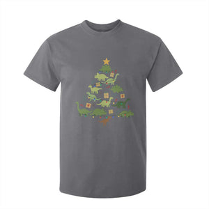 Funny Christmas Dinosaur T Shirt For Kid Dino Xmas Tree Rex Paleontologist TS11 Charcoal Print Your Wear