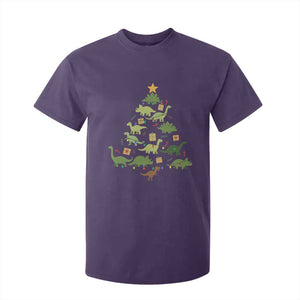 Funny Christmas Dinosaur T Shirt For Kid Dino Xmas Tree Rex Paleontologist TS11 Purple Print Your Wear