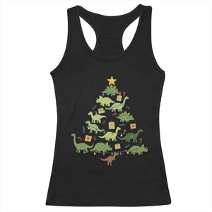 Funny Christmas Dinosaur Racerback Tank Top Dino Xmas Tree Rex Paleontologist TS11 Black Print Your Wear