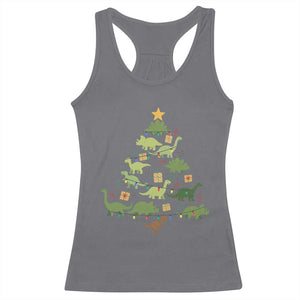 Funny Christmas Dinosaur Racerback Tank Top Dino Xmas Tree Rex Paleontologist TS11 Charcoal Print Your Wear