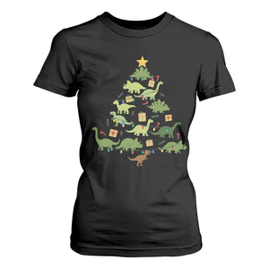 Funny Christmas Dinosaur T Shirt For Women Dino Xmas Tree Rex Paleontologist TS11 Black Print Your Wear
