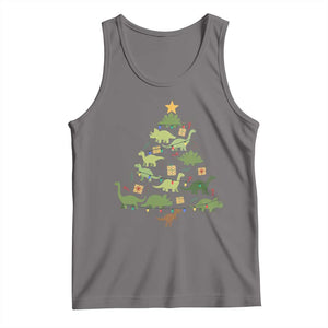 Funny Christmas Dinosaur Tank Top Dino Xmas Tree Rex Paleontologist TS11 Deep Heather Print Your Wear