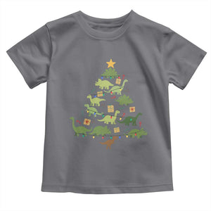 Funny Christmas Dinosaur Toddler T Shirt Dino Xmas Tree Rex Paleontologist TS11 Charcoal Print Your Wear