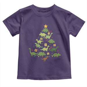 Funny Christmas Dinosaur Toddler T Shirt Dino Xmas Tree Rex Paleontologist TS11 Purple Print Your Wear