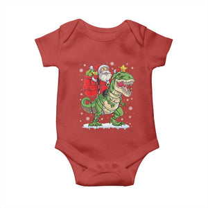 Funny Dinosaur Christmas Santa Claus Riding Dino Baby Onesie TS11 Red Print Your Wear