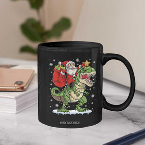 Funny Dinosaur Christmas Santa Claus Riding Dino Coffee Mug - Print Your Wear