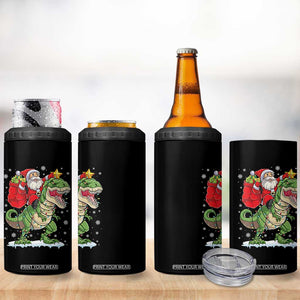 Funny Dinosaur Christmas Santa Claus Riding Dino 4 in 1 Can Cooler Tumbler - Print Your Wear