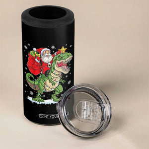 Funny Dinosaur Christmas Santa Claus Riding Dino 4 in 1 Can Cooler Tumbler - Print Your Wear