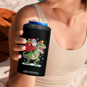 Funny Dinosaur Christmas Santa Claus Riding Dino 4 in 1 Can Cooler Tumbler - Print Your Wear