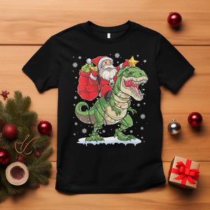 Funny Dinosaur Christmas Santa Claus Riding Dino T Shirt TS11 Black Print Your Wear