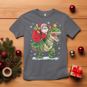 Funny Dinosaur Christmas Santa Claus Riding Dino T Shirt TS11 Charcoal Print Your Wear