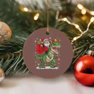 Funny Dinosaur Christmas Santa Claus Riding Dino Ceramic Ornament TS11 1pc Mocha Print Your Wear