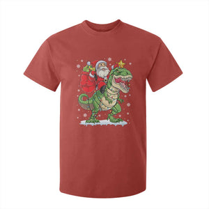 Funny Dinosaur Christmas Santa Claus Riding Dino T Shirt For Kid TS11 Red Print Your Wear