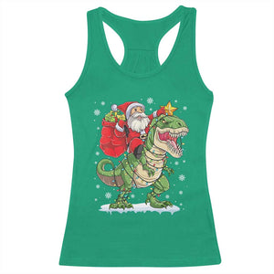 Funny Dinosaur Christmas Santa Claus Riding Dino Racerback Tank Top TS11 Irish Green Print Your Wear