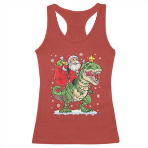 Funny Dinosaur Christmas Santa Claus Riding Dino Racerback Tank Top TS11 Red Print Your Wear