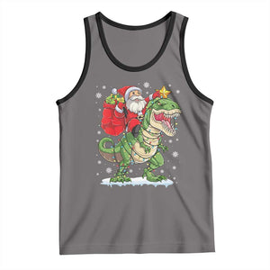 Funny Dinosaur Christmas Santa Claus Riding Dino Tank Top TS11 Deep Heather Black Print Your Wear