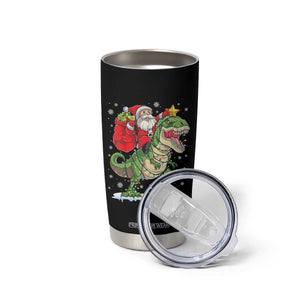 Funny Dinosaur Christmas Santa Claus Riding Dino Tumbler Cup - Print Your Wear