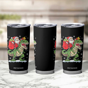 Funny Dinosaur Christmas Santa Claus Riding Dino Tumbler Cup - Print Your Wear