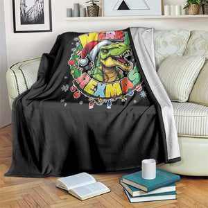 Funny Christmas Dinosaur Throw Blanket Merry Rexmas Dino Xmas Wreath TS11 Print Your Wear