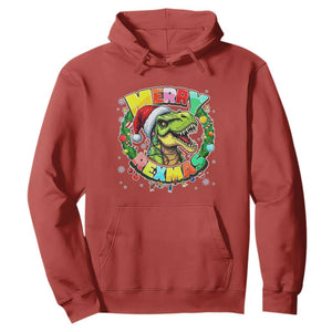 Funny Christmas Dinosaur Hoodie Merry Rexmas Dino Xmas Wreath TS11 Red Print Your Wear