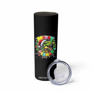 Funny Christmas Dinosaur Skinny Tumbler Merry Rexmas Dino Xmas Wreath TS11 Print Your Wear