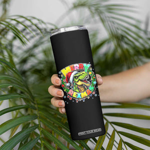 Funny Christmas Dinosaur Skinny Tumbler Merry Rexmas Dino Xmas Wreath TS11 Print Your Wear