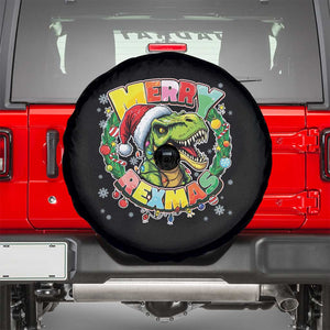 Funny Christmas Dinosaur Spare Tire Cover Merry Rexmas Dino Xmas Wreath TS11 Black Print Your Wear